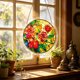 thumbnail image 4 of Atrapasueños de acrílico con forma de rompecabezas para colgar en la ventana | Atrapasueños redondo de vidrieras florales para uso interior y exterior, 4 of 7