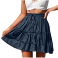 thumbnail image 3 of Aboser Summer Skirts for Women Casual Ruffles Tiered Skirt Flowy A Line Mini Skirts Lightweight Elastic Waist Skirt Beach Vacation Clothes, 3 of 8