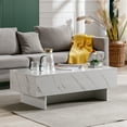"COSVALVE Modern High Gloss White Marble Rectangle Coffee Table for