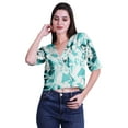 thumbnail image 2 of Moomaya Womens Printed Cotton V-neck Crop Top Elbow Sleeve Summer Clothing Boho Blouse, 2 of 7