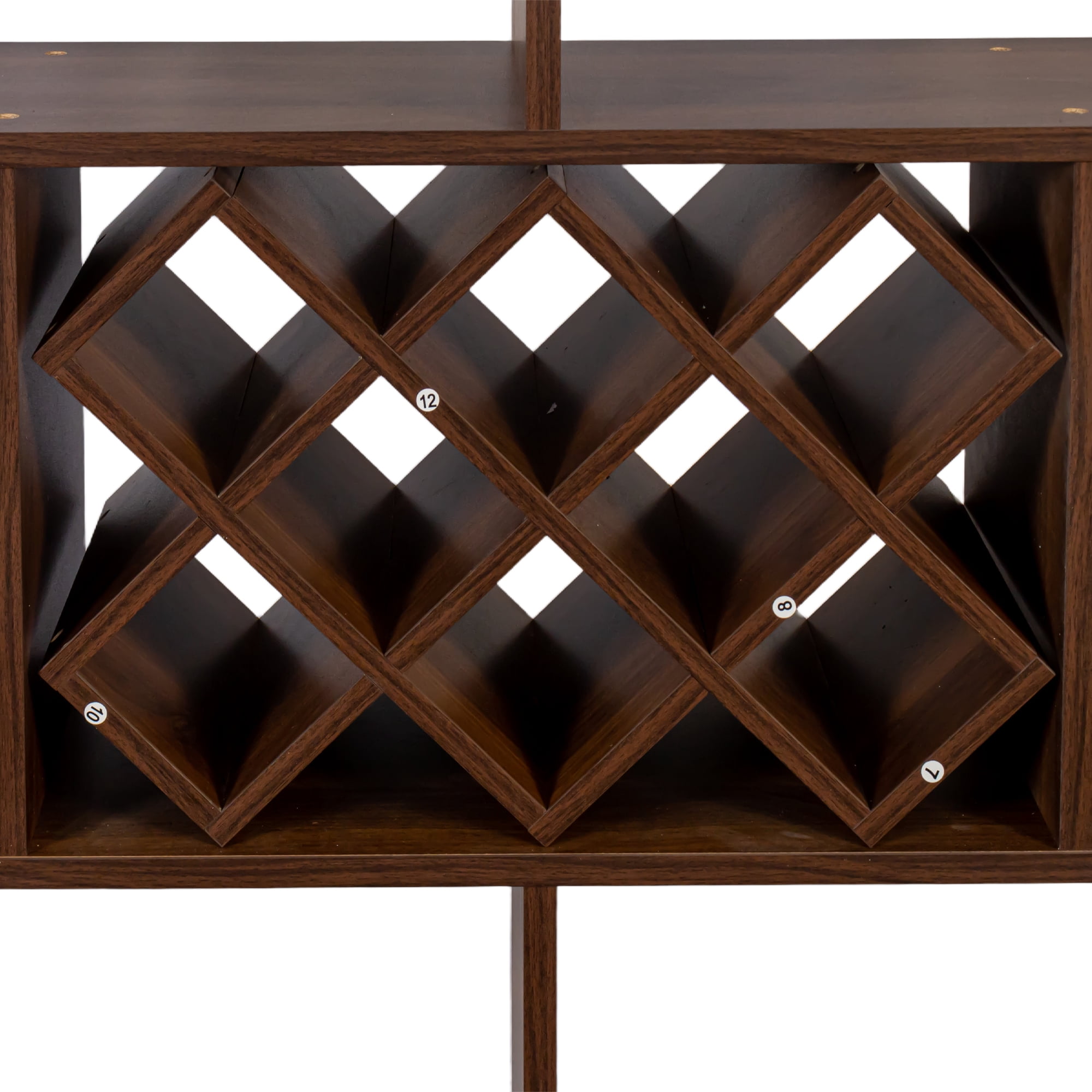 Mintazer 3 Tier Wall Mounted Wine Rack with Glass Holder, Wine Storage Rack for Home Bar Dining Room, Walnut