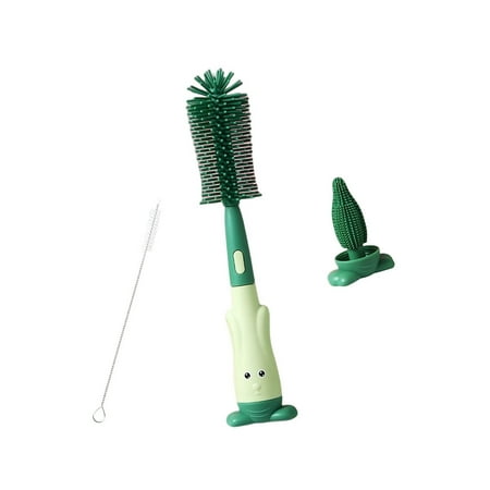 

TureClos Baby Bottle Brush Set Three-in-One Dust Remover Supple Head Saving-space Multi-colors Adorable Cleaning Tool Kitchen Items Green