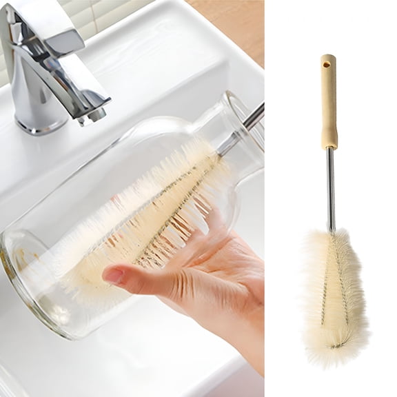 ACDANC Bottle Brush Cleaner Long Wooden Handle Water Bottle Cleaning Brush Natural Bristle Kitchen Scrub Bottle Brush for Narrow Neck Beer Bottle,Baby Bottle,Sports Bottle