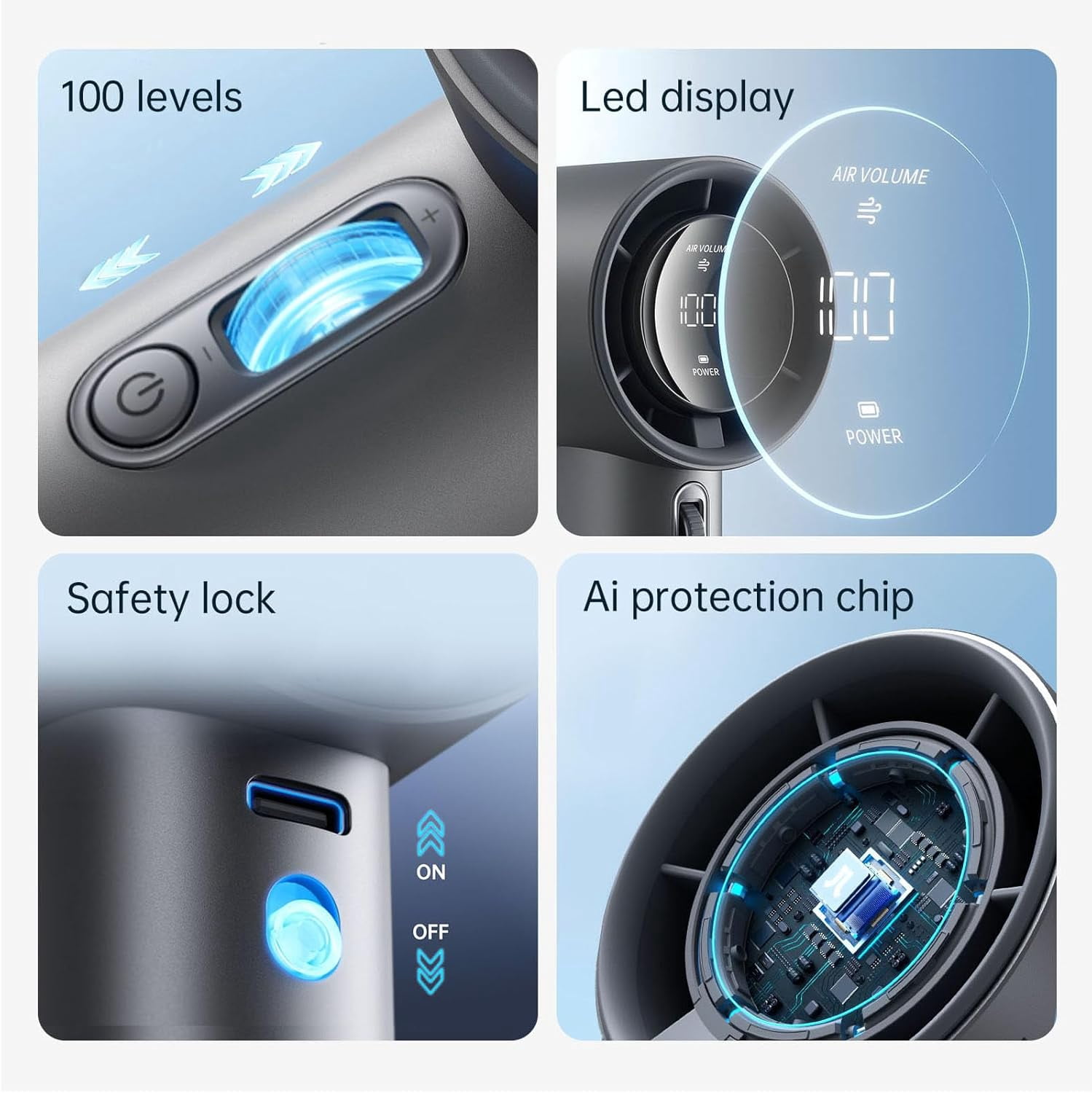 JISULIFE Portable Fan Pro1S 2025, 40Hrs Max Cooling Personal Handheld Fan with LED Display,Metal Shell, 9700RPM Powerful,5000mAh Battery, travel essentials, gifts for women, men-Dark Gray