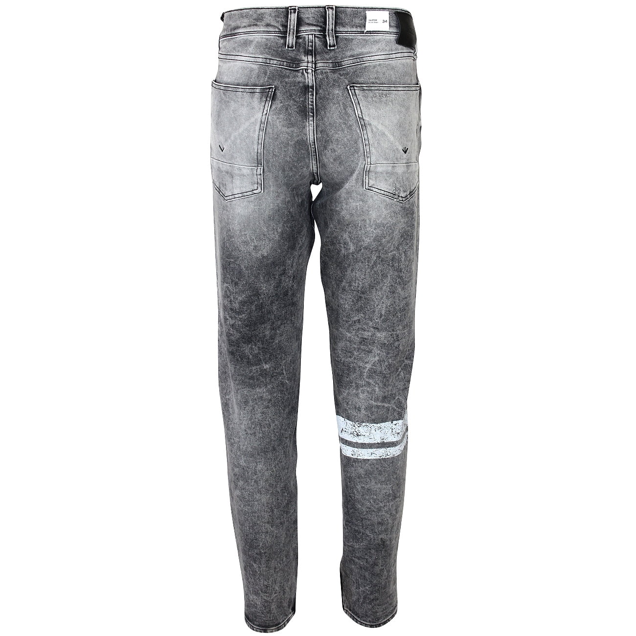 Hudson Mens Sartor Relaxed Skinny Graphic Ripped Jeans M795DOE Grey