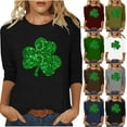 thumbnail image 5 of YanHoo Blouses for Women Dressy Casual 3/4 Sleeve Clearance Lucky Shamrock 3/4 Sleeve Tops Plus Size Spring Tops for Women 2024 Trendy St Patricks Day Tops 3/4 Sleeve Y2K Crewneck Sweatshirts, 5 of 5