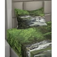 thumbnail image 2 of Ambesonne Nature Fitted & Top Sheet Set with Sham, Riverbed Rocks Trees, Green Grey White, 2 of 4