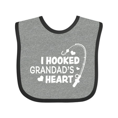 

Inktastic I Hooked Grandad s Heart with Fishing Rod Gift Baby Boy or Baby Girl Bib