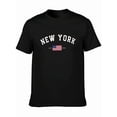 thumbnail image 2 of Men's Cotton Letter & American Flag Graphic Tee, Casual Crew Neck Short Sleeve, Soft Breathable, For Street Style Independence Day Gift,Black T-Shirt, 2 of 7