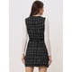 thumbnail image 4 of Vestido a cuadros sin mangas con cuello redondo y botones vintage elegante para mujer Negro M, 4 of 5