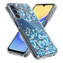 Rosebono Compatible With Samsung Galaxy A16 5G Case, Hybrid Graphic Design Pattern Cover Case (Blue Flower)