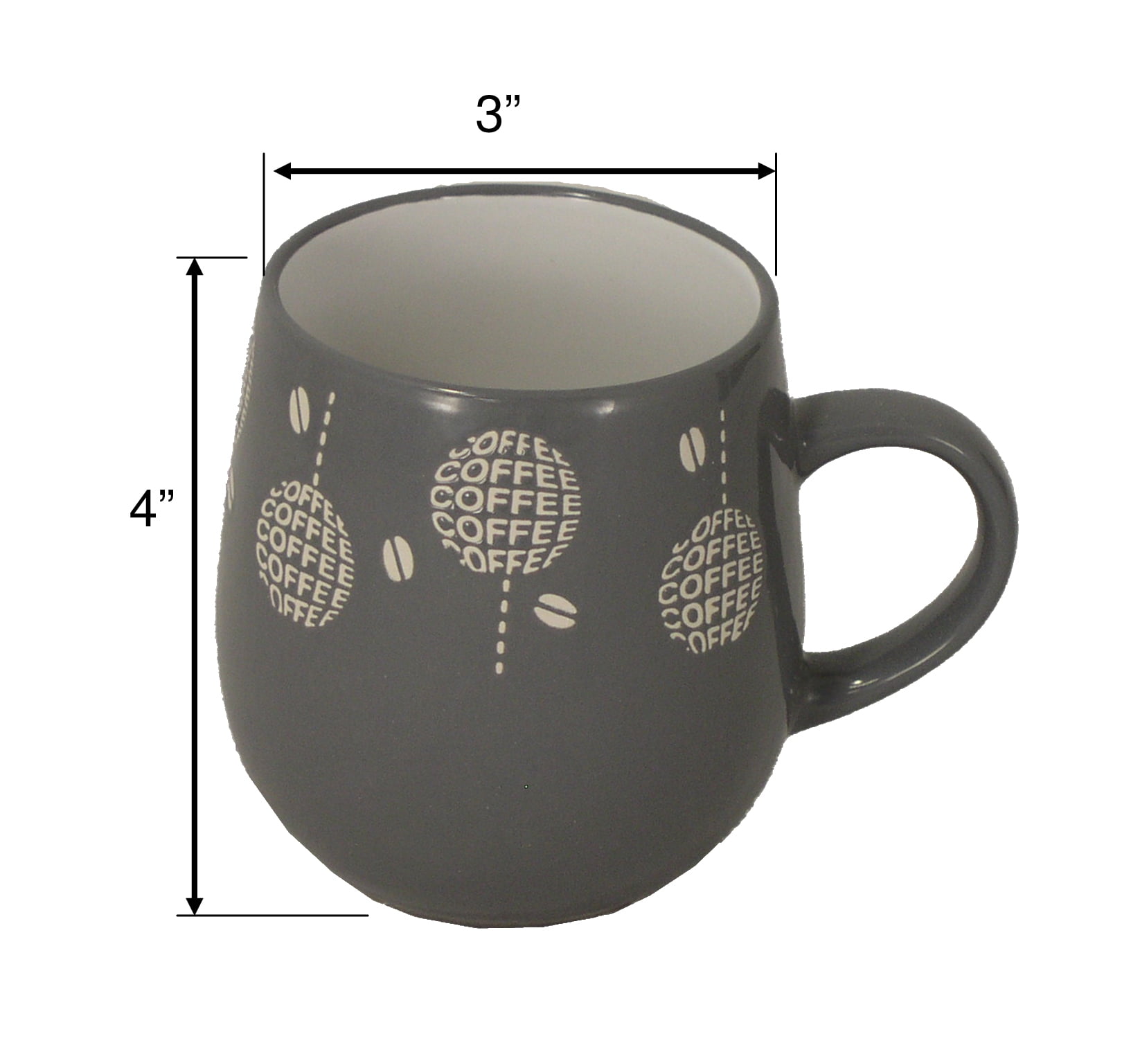 Marcelle 6-Piece Ceramic Coffee Mug Set with Metal Stand, 17oz
