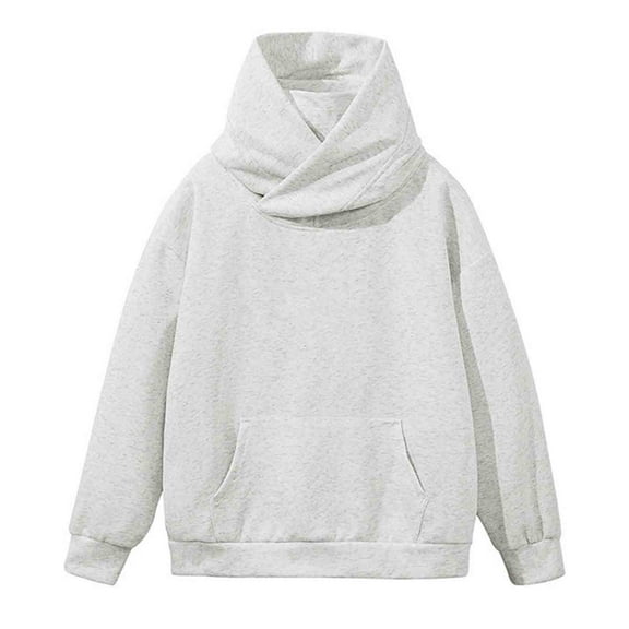 HAiming Men's Stylish Crossover Cowl Neck Hoodies Pullover Sweatshirt Casual Long Sleeve Outerwear Tops with Pocket