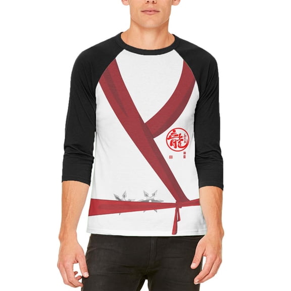 Halloween White Shadow Ninja Costume Mens Raglan T Shirt