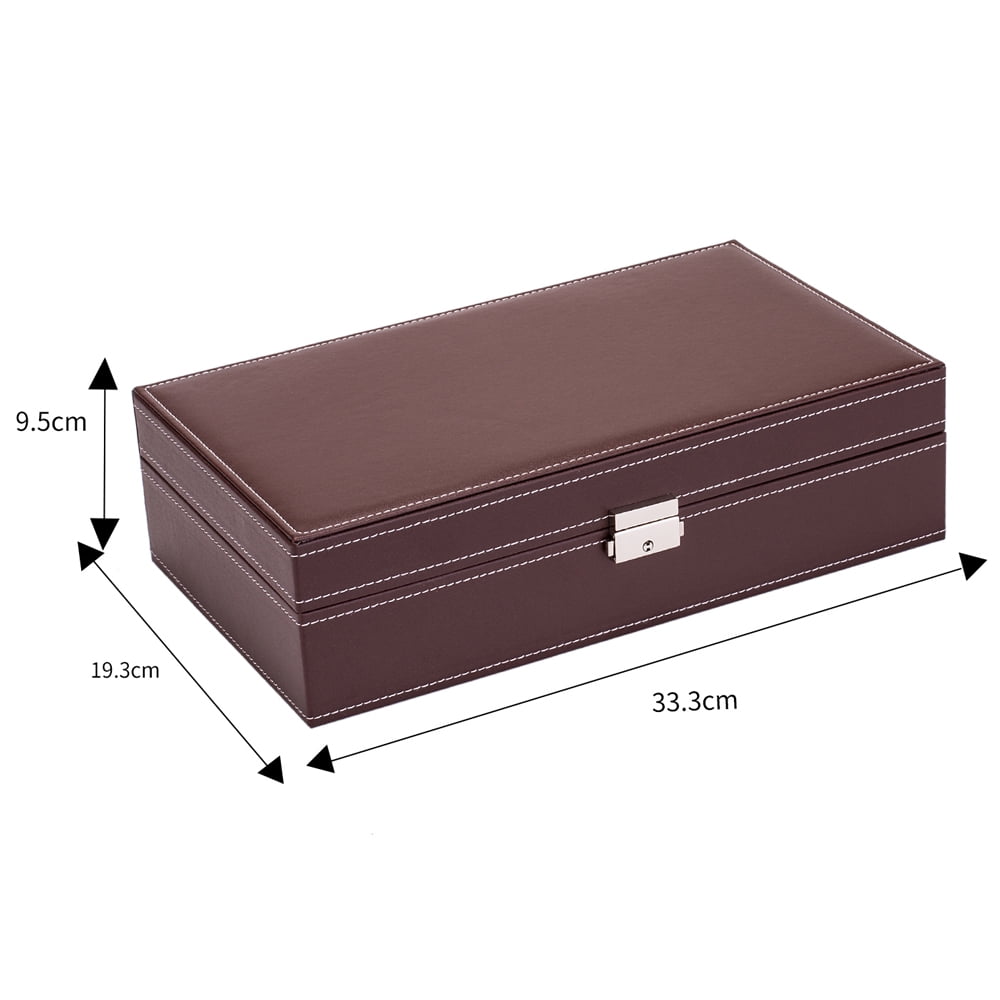 Lowestbest 8 Slots Jewelry Watch Box, Organizer Storage Case with Lock and Mirror for Men Women, Brown Lowestbest 8 Slots Jewelry Watch Box, Organizer Storage Case with Lock and Mirror for Men Women, Brown