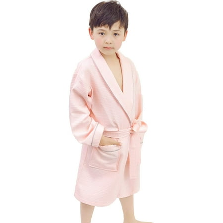 

ZSYQWZN Boys Girls Waffle Robe Bathrobe Toddler Kids Cotton Children s Swimming Robe