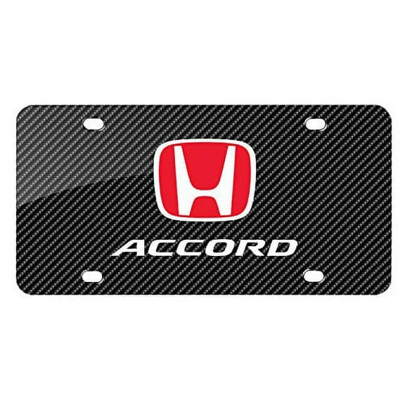 Honda Accord Black Carbon Fiber Look Graphic Special Aluminum Metal License Plate