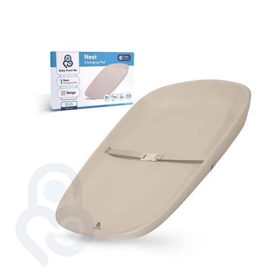 Baby Proof Me Nest Diaper Changing Pad, EVA, Baby Changing Pad with Safety Belt, Beige