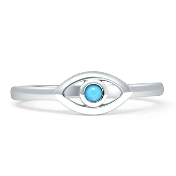 Evil Eye Art Deco Turquoise Ring 925 Sterling Silver Size 4