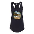 thumbnail image 2 of Wild Bobby, Paradise Surf Shack Marlin Pop Culture Ladies Racerback Tank Top, Black, Small, 2 of 3