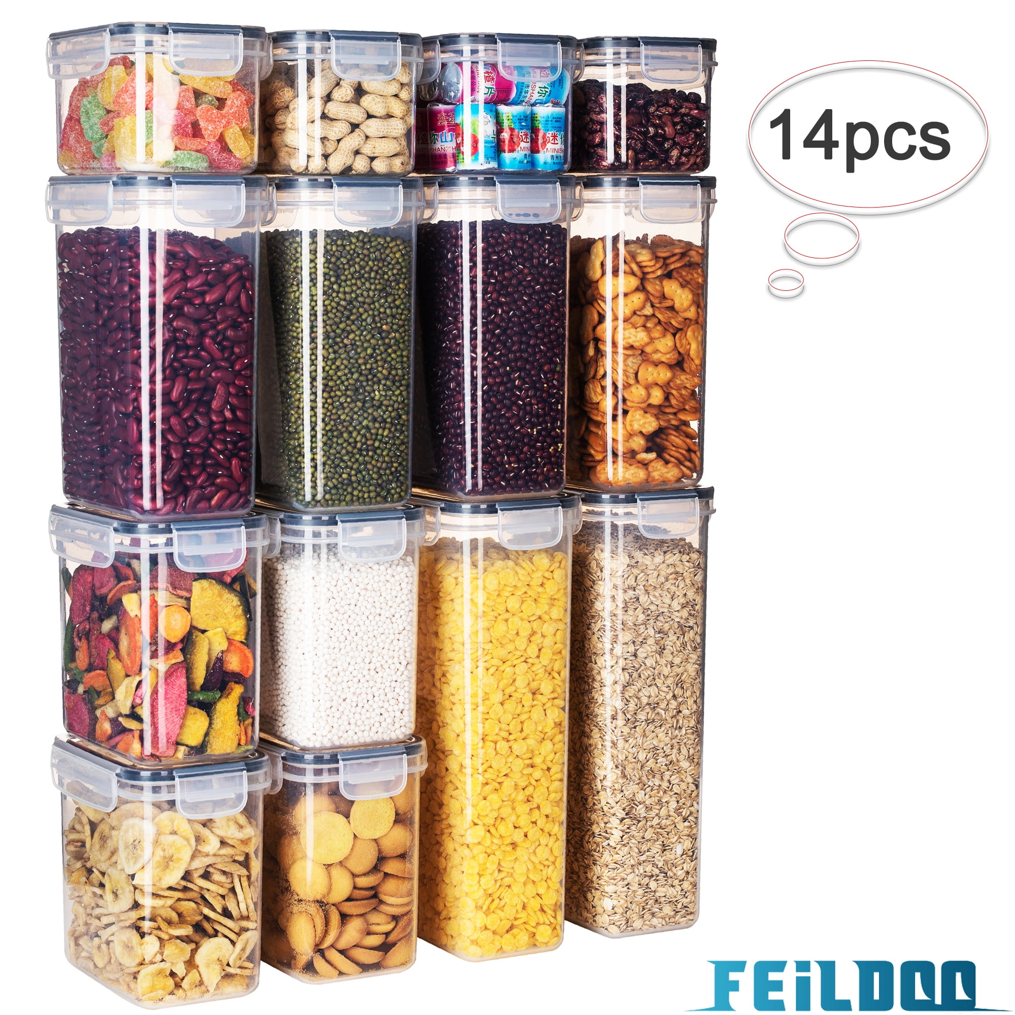 Feildoo Canister Sets For Kitchen Counter, Cookie Jar, Sugar Container,  Home Storage, Set of 14 Pack With Labels, Spoon, Markers