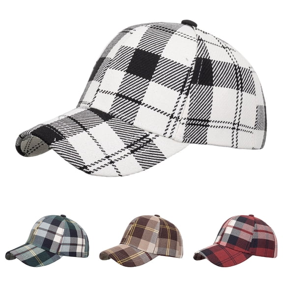 Summer Hats for Women Unisex British Plaid Print Baseball Cap Sun Hat Light Green One Size
