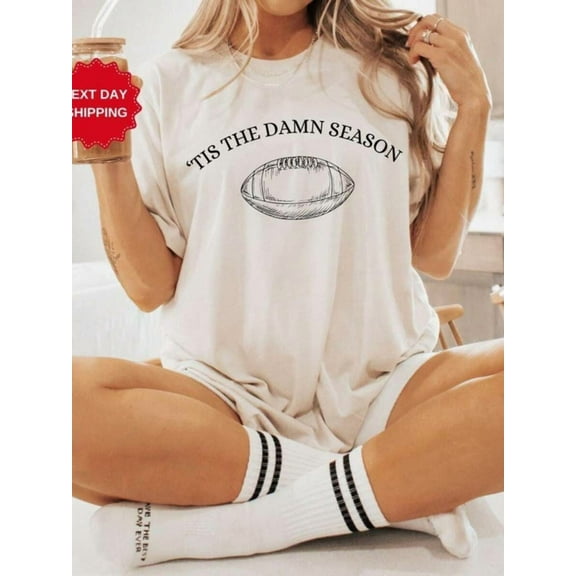 Tis The Damn Season Football Shirt, Tis The Damn Season Football T-Shirt, College Football Game Day Shirt, College Football,100% Cotton Oversized Short Sleeve Classic Heavy Cotton T Shirt Printed Grap