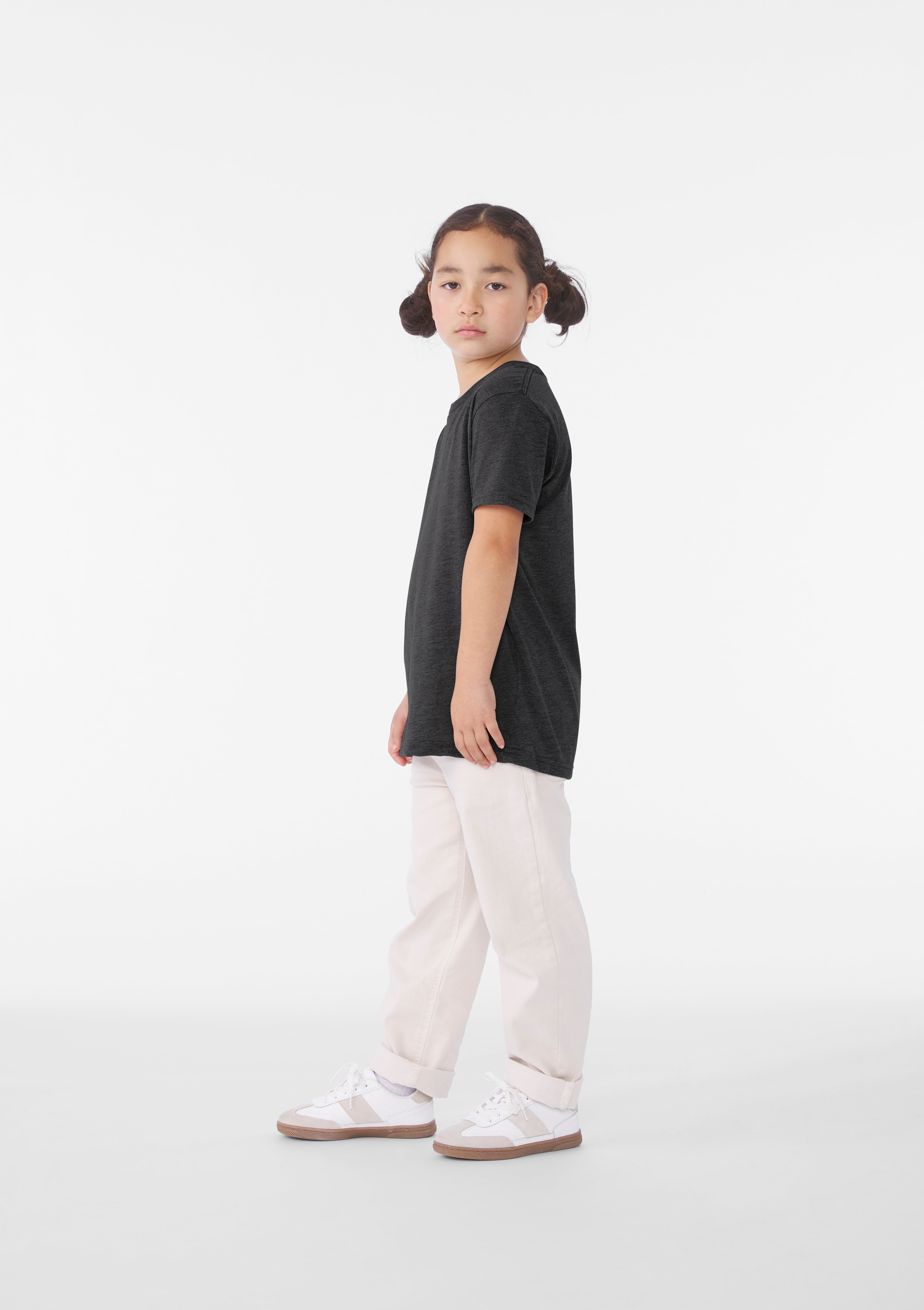 BELLA+CANVAS Youth Crew Neck Personalized T-Shirt, Create your own Designs, Dark Grey Heather, Small Unisex