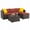 Brown four-line rattan + wine red cushion + blue floral pillow, variant on TEQIN 5 Piece Patio Furniture Sets, Low Back Outdoor Couch,All-Weather Rattan Sectional Sofa With Tea Table&Washable Couch Cushions, Patio Couch Patio Furniture Sets