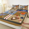 thumbnail image 3 of Feelyou Rugby Sports Lover Queen Sheet Sets for Boy, Soccer Football Flat Sheet, Brown Retro Patchwork Queen Fitted Sheet, Super Cozy Room Decor, 4 Pieces, 3 of 7