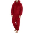 thumbnail image 2 of Eiyaclvo Men's Hooded Onesie Pajamas Lightweight Fuzzy Fleece Zip Up Jumpsuit Long Sleeve Long Pants One Piece Pjs, 2 of 6