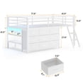 thumbnail image 2 of Afuhokles Twin Size Loft Bed with 9 Fabric Drawers and 2 Shelves, Wood Loft Bed Frame with Wooden Slats, Modern Low Loft Bed, No Box Spring Needed, White, 2 of 8