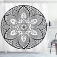 thumbnail image 1 of Ambesonne Ethnic Shower Curtain, Mandala Design Leaves Dots, 69"Wx70"L, Black and White, 1 of 3
