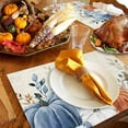 thumbnail image 3 of Fall Placemats Blue Pumpkin Place Mats for Dining Room Dinner Table Flower Leaves Vintage Washable Table Mats Thanksgiving Kitchen Decorations Set of 6, 3 of 6