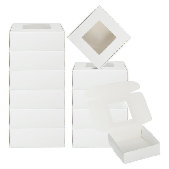 Uxcell 4"x4"x1.5" Paper Soap Box with Window, 60 Pack White