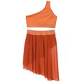 thumbnail image 4 of Riismen Kids Girls Lyrical Dance Dress Crop Tops with Skirt Leotard Ballet Dance Outfits Ballroom Dancewear Orange 10, 4 of 6