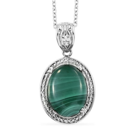 Amber Sterling Silver Handmade Pendant - Boho Handmade Green Malachite Statement Pendant Necklace for Women 925 Sterling Silver Jewelry Gift
