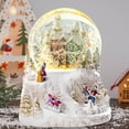 thumbnail image 3 of Christmas Snow Globe Musical Box, Village Lighted Decoration Santa Reindeer Sled Battery Operated Glitter Snow Glob Gift, 3 of 10