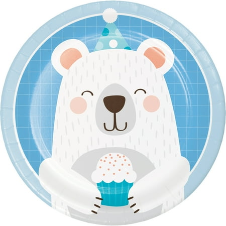 Bear Party Round Paper Dessert Plates 24 Count for 24 Guests