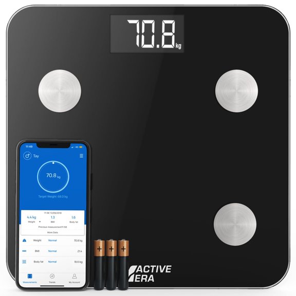 Active Era Bascula Digital Corporal con Bluetooth 15 Medidas - Masa Muscular, Peso, Edad Metabólica,
