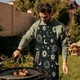 thumbnail image 4 of Black Gothic Sun Moon Star Pattern Apron-Garden Aprons for Women with Pockets-Cotton Linen Waterproof Kitchen Cooking Gardening Aprons Adjustable for Kitchen,Cooking,BBQ and Salon 33x27 Inch, 4 of 7