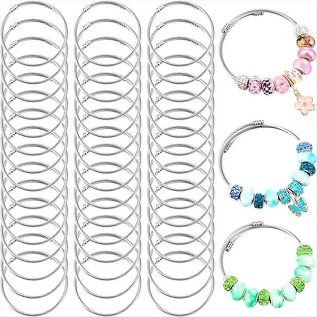 Juego de 45 Pulseras con Dijes de Serpiente, Expandibles, Ajustables, de Plata, para Mujer, Joyería DIY.