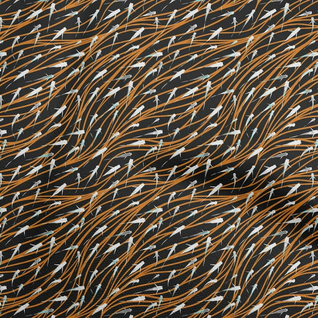 oneOone Cotton Poplin Rust Brown Fabric Ocean Underwater Fish Craft Projects Decor Fabric Printed By The Yard 56 Inch Wide