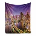thumbnail image 1 of City Soft Flannel Fleece Blanket, Real Life Image of Miami Florida at Night Downtown Tourism Spots Discovering the World, Cozy Plush for Indoor and Outdoor Use, 70" x 90", Multicolor, by Ambesonne, 1 of 6
