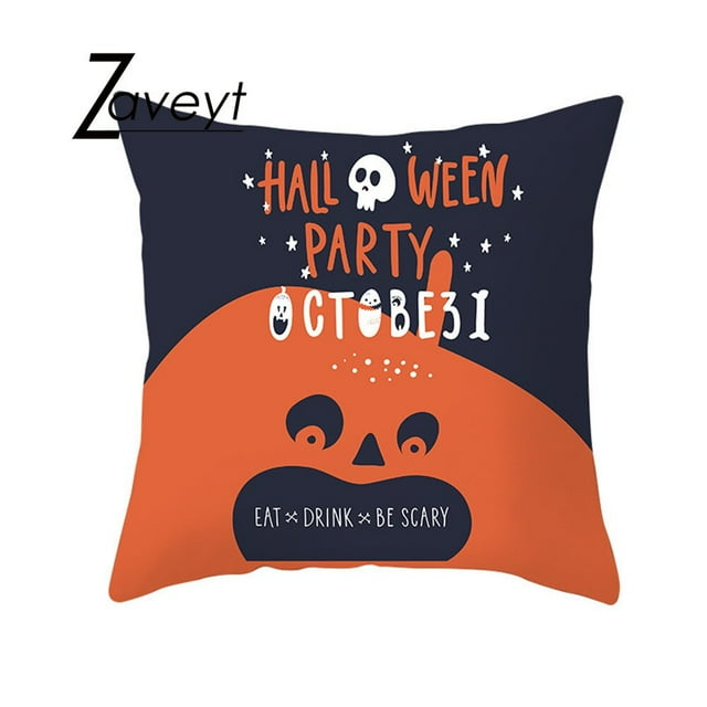 Funda de almohada geométrica con rayas onduladas para Halloween, cubierta de cojín con diseño de Calavera, calabaza, fantasma, castillo, truco o trato, 2023