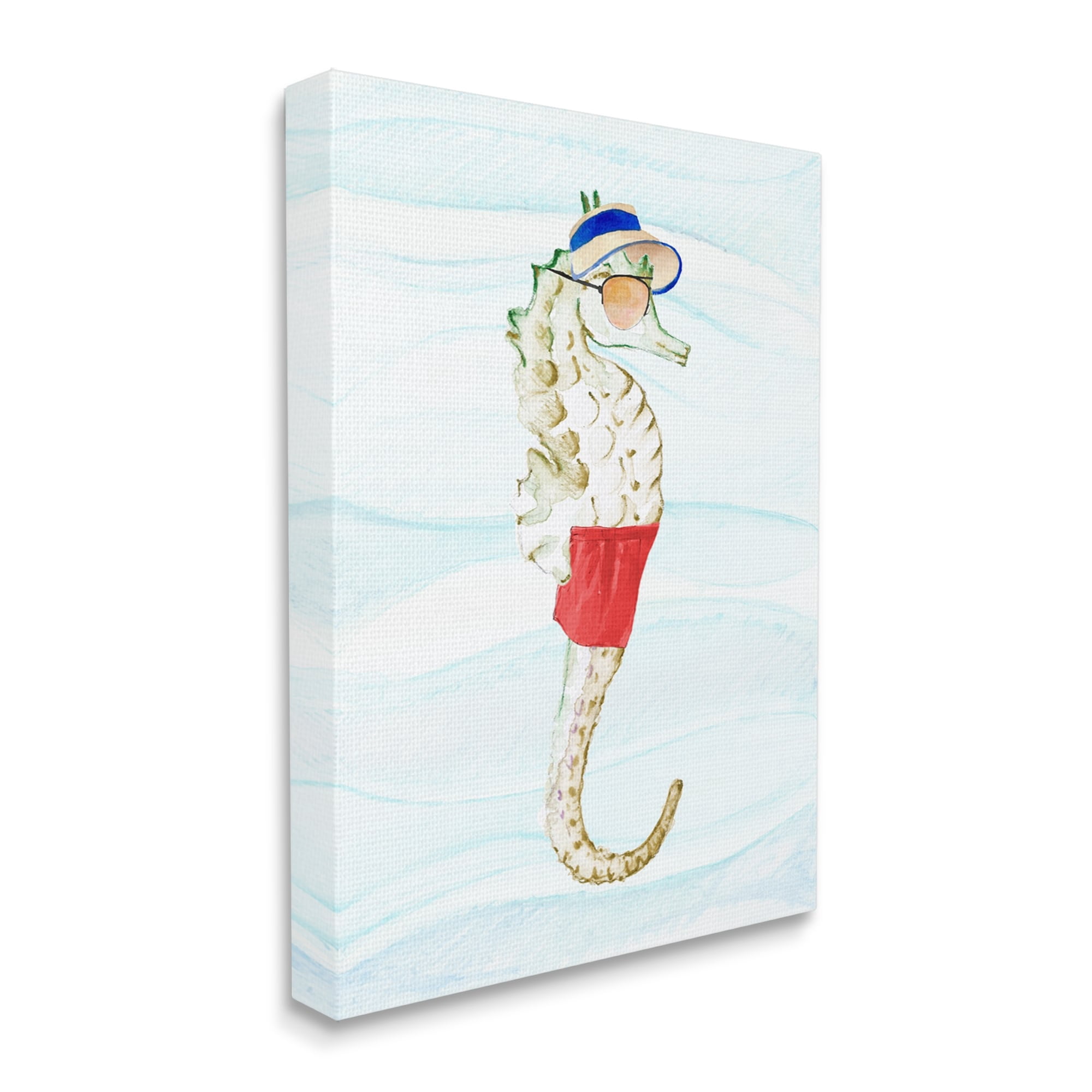 Stupell Lifeguard Seahorse Funny Nautical Landscape Painting Gallery Wrapped Canvas Print Wall Art