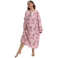 thumbnail image 4 of Sunsent Women's Plus Size Nightgown Floral Printed Long Loungewear Square Neckline Comfy Long-Sleeve Nightshirt Sleepwear Loose Full Length Sleepshirt, 4 of 6