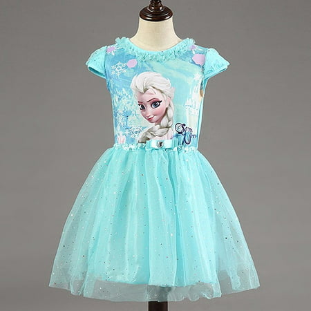 New Princess Elsa and Anna Girls Dress-up-Blue (5), Beautiful Anna and Elsa Princess dress By FlyFreely