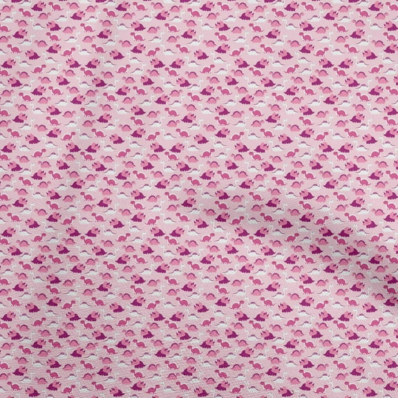 oneOone Viscose Jersey Light Pink Fabric Colorful Dinosaur Cartoon Sewing Fabric By The Yard Printed Diy Clothing Sewing Supplies 60 Inch Wide