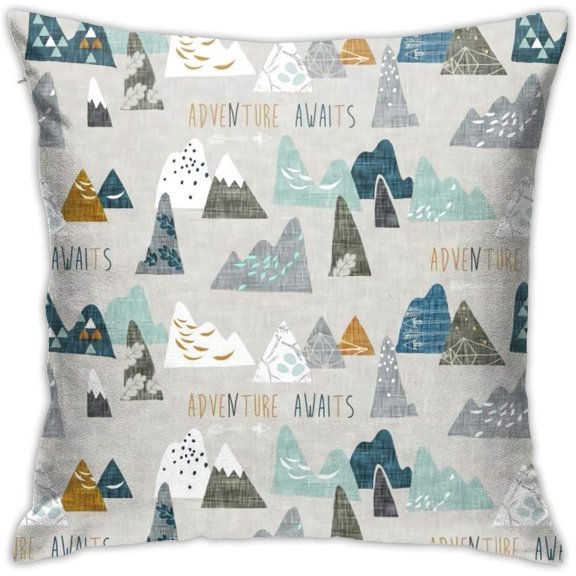 Adventure Awaits Pillows Case Soft Throw Pillow Double-Sided Digital Printing Couch Pillowcase Square 45cm 45cm
